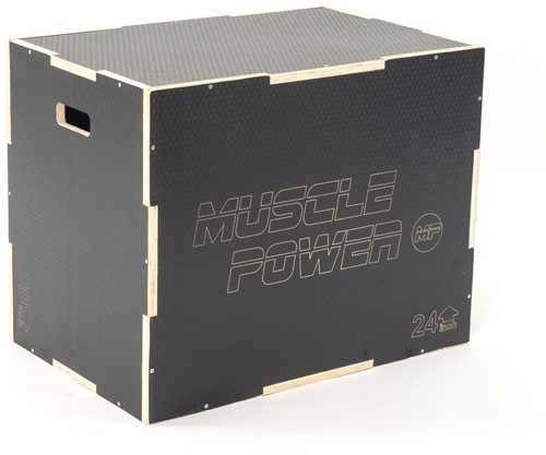 Muscle Power Houten Plyo Box met Anti-slip - Zwart