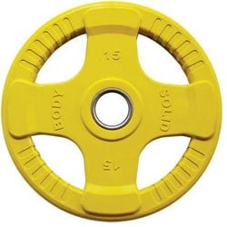 Body-Solid Gekleurde Olympische Rubber Halterschijf - Geel - 15 kg
