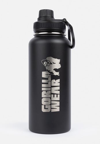 Gorilla Wear Geïsoleerde RVS Waterfles - Zwart - 1000 ml