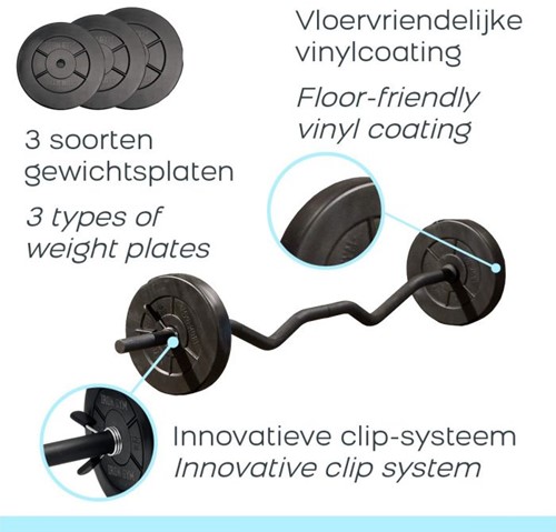 Iron Gym Verstelbare Curlstang Set - 23 kg - Zwart