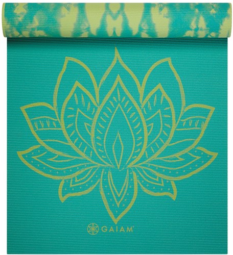 Gaiam Reversible Yoga Mat - 6 mm - Turquoise Lotus