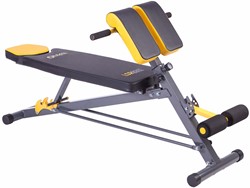 HMS Premium Verstelbare Hyperextension/Trainingsbank - Zwart/Geel