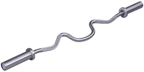 Lifemaxx Olympic Curled V-Bar - Geborsteld Staal - 120 cm