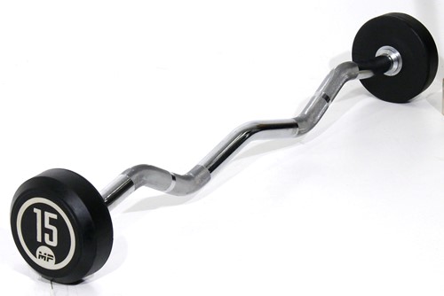 Muscle Power Vaste Curl Halterstang Rubber - 15 kg