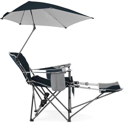Sport-Brella Verstelbare Campingstoel - Visstoel - Strandstoel met Parasol - Blauw-2