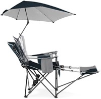 Sport-Brella Verstelbare Campingstoel - Visstoel - Strandstoel met Parasol - Blauw-3