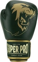 Super Pro Combat Gear Warrior SE Lederen (Kick)Bokshandschoenen - Groen/Goud-2