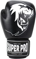 Super Pro Combat Gear Warrior Lederen (Kick)Bokshandschoenen - Zwart/Wit-2