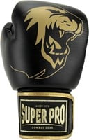 Super Pro Combat Gear Warrior SE Lederen (Kick)Bokshandschoenen - Zwart/Goud/Wit-2