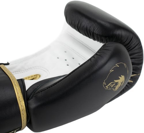 Super Pro Combat Gear Warrior SE Lederen (Kick)Bokshandschoenen - Zwart/Goud/Wit