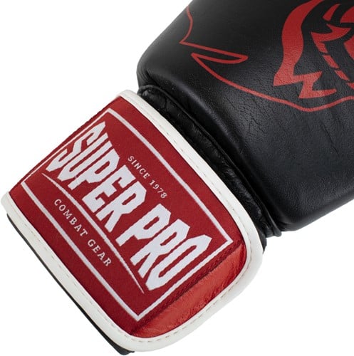 Super Pro Combat Gear Warrior SE Lederen (Kick)Bokshandschoenen - Zwart/Rood/Wit