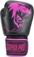 Super Pro Combat Gear Warrior Lederen (Kick)Bokshandschoenen - Zwart/Roze-2