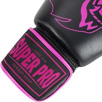Super Pro Combat Gear Warrior Lederen (Kick)Bokshandschoenen - Zwart/Roze