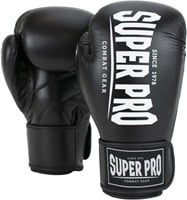 Super Pro Combat Gear Champ (Kick)Bokshandschoenen - Zwart/Wit - 8 oz
