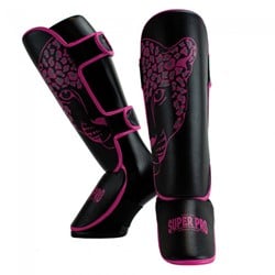 Super Pro Leopard Kids Scheenbeschermers - Zwart/Roze