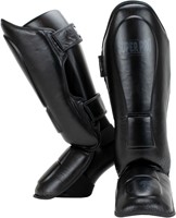 Super Pro Combat Gear Guardian Lederen Scheenbeschermers - Zwart - S
