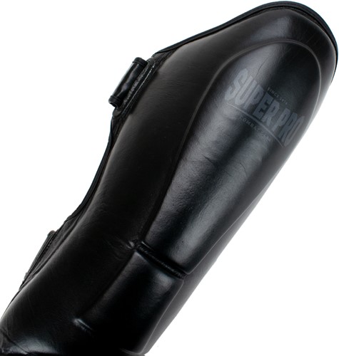 Super Pro Combat Gear Guardian Lederen Scheenbeschermers - Zwart