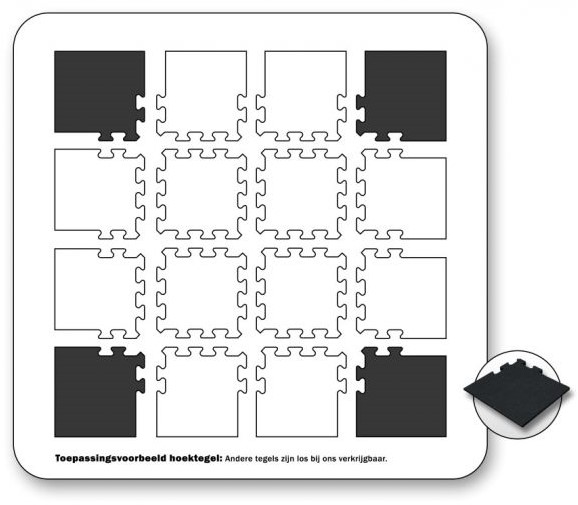 Corrupt masker Publicatie Rubber Tegel - Middenstuk - Puzzelsysteem - 50 x 50 x 5 cm - Zwart |  Fitwinkel.nl