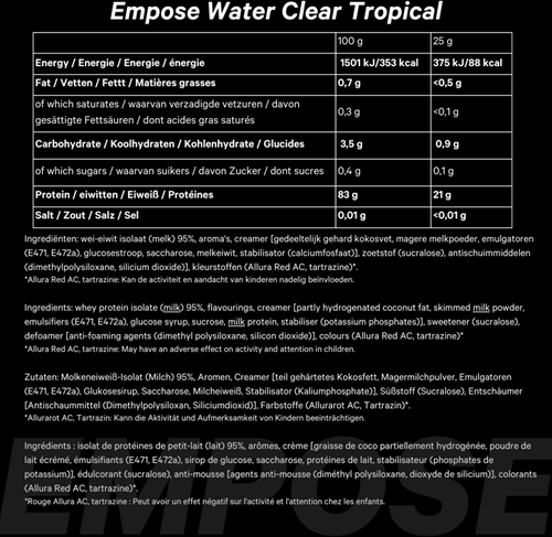 Empose Nutrition Water Clear Isolate - Proteine Ranja - Eiwit Poeder - 600 gr- Tropical-2