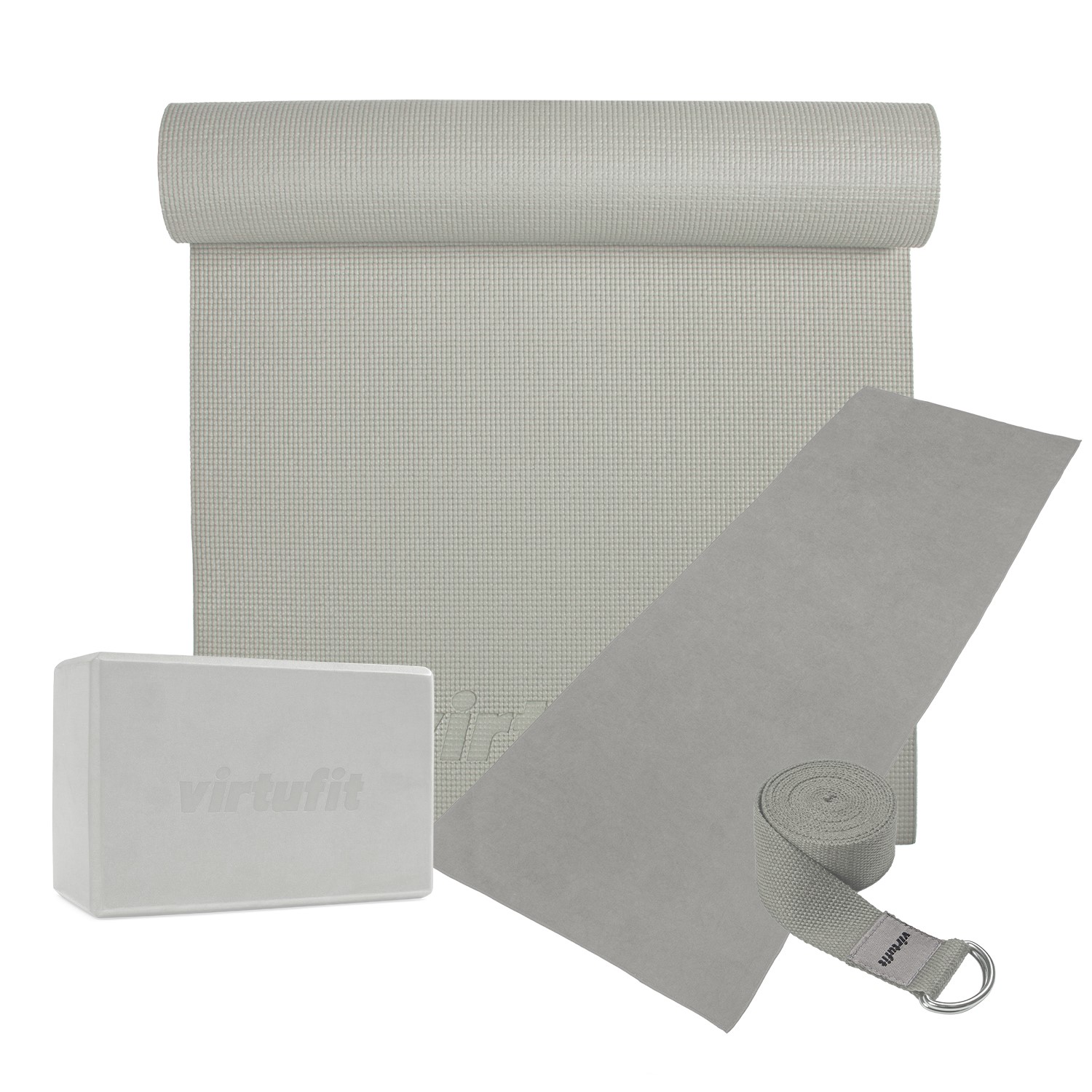 VirtuFit Premium Yoga Kit - 4-Delig - Natural Grey met grote korting