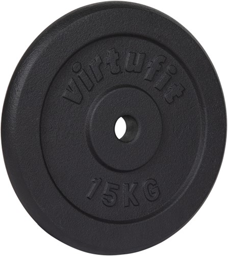 VirtuFit Gietijzeren Halterschijf - Halter gewicht - 30 mm - 15 kg - Zwart