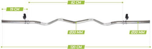 VirtuFit Curlstang - EZ Halterstang - 120 cm - Veerclip - 30 mm-2