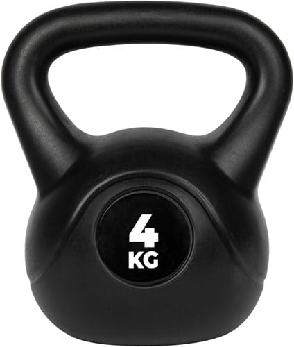 VirtuFit PVC Kettlebell - 4 kg - Zwart