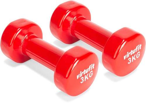 VirtuFit Vinyl Dumbbell Set Pro - 2 x 3 kg - Rood