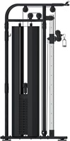 Zijaanzicht van het zwarte VirtuFit CC100 Cable Crossover krachtstation met de gewichtsstapel en het robuuste stalen frame.