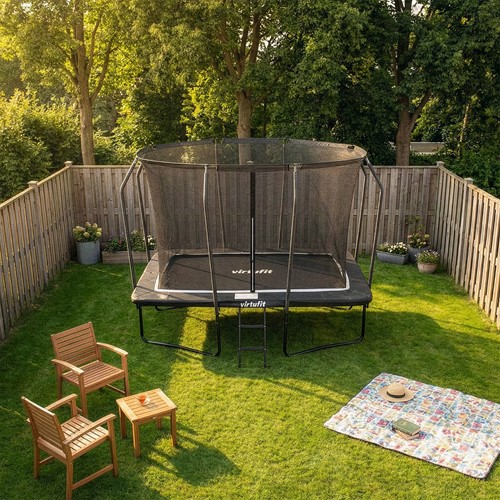 VirtuFit Premium Rechthoekige Trampoline met Veiligheidsnet - Zwart - 213 x 305 cm - Gratis trap-3