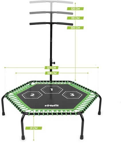 VirtuFit Fitness Trampoline Pro met Handvat - Zwart - 127 cm-2