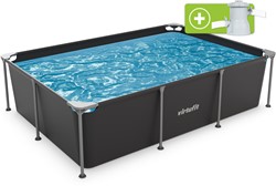 VirtuFit Rechthoekig Zwembad - 260 x 180 x 66 cm - Antraciet - Inclusief Filterpomp