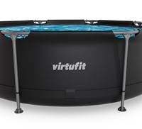 Zijaanzicht van het VirtuFit opzetzwembad met duidelijke weergave van het frame en het merklogo.