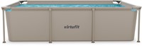 Zijaanzicht van het gevulde VirtuFit zwembad 260x180 cm beige met een stevig frame en merklogo.