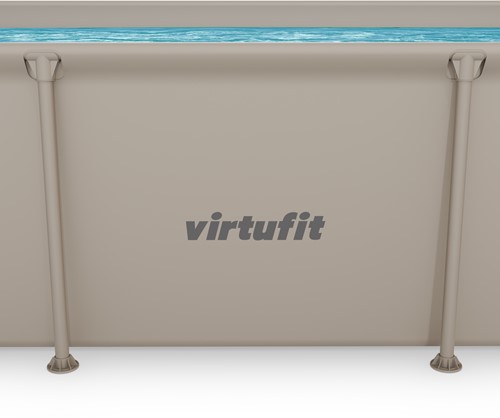 Detailopname van de beige zijwand en het stevige frame van het VirtuFit Frame Zwembad 260 x 180 cm.