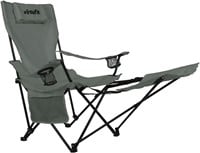 VirtuFit Opvouwbare Camping Stoel met Voetsteun - Strandstoel - Grijs-2