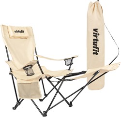 VirtuFit Campingstoel opvouwbaar met voetsteun - Strandstoel  - Beige