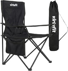 VirtuFit Opvouwbare Camping Stoel - Strandstoel - Zwart