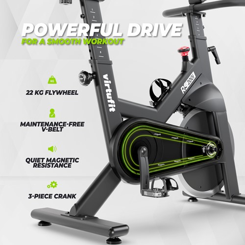 Infographic over de krachtige aandrijving die zorgt voor een soepele workout.