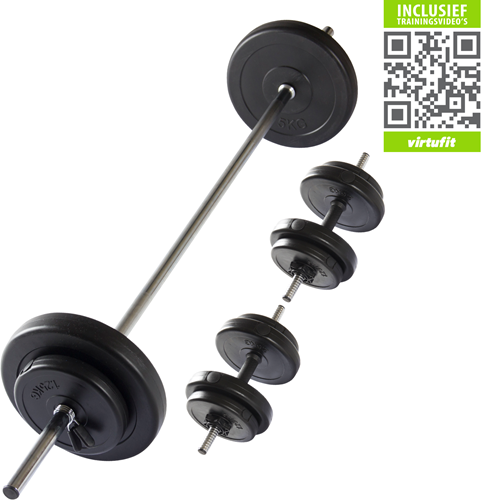 VirtuFit Verstelbare Halterset - Dumbbellset - 30,5 kg - Zwart - Gratis Trainingsvideo's