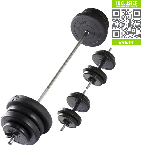 VirtuFit Verstelbare Halterset - Dumbbellset - 60,5 kg - Zwart - Gratis Trainingsvideo's