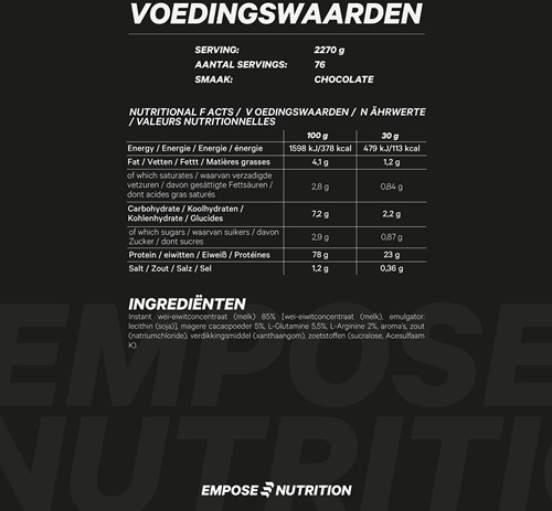 Empose Nutrition Whey Protein - Eiwit Poeder - Chocolade - 2270 gram-3