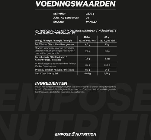 Empose Nutrition Whey Protein - Eiwit Poeder - Vanille - 2270 gram-3