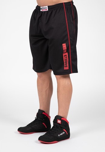 Gorilla Wear Wallace Mesh Shorts - Zwart/Rood - 2XL/3XL