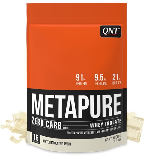 QNT Metapure Zero Carb Whey Isolate - Koolhydraatarm Eiwit Poeder - 480 gr - White Chocolate