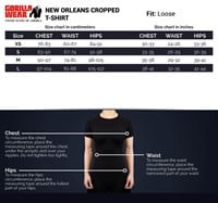 New Orleans Cropped T-Shirt Size Chart