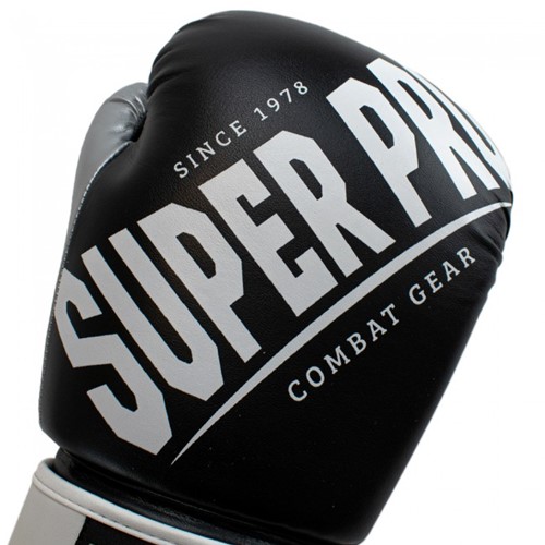 Super Pro Combat Gear Rebel (Kick)Bokshandschoenen - Zwart/Grijs/Wit