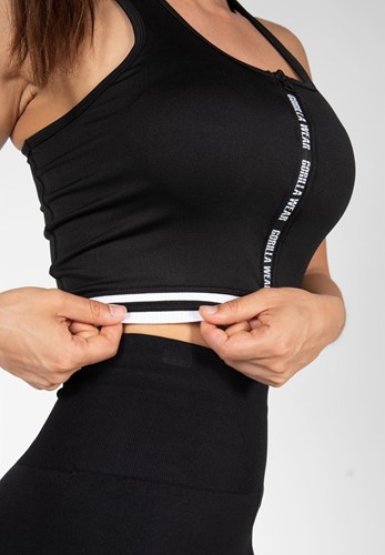 Gorilla Wear Mesa Zip Front Crop Top - Zwart